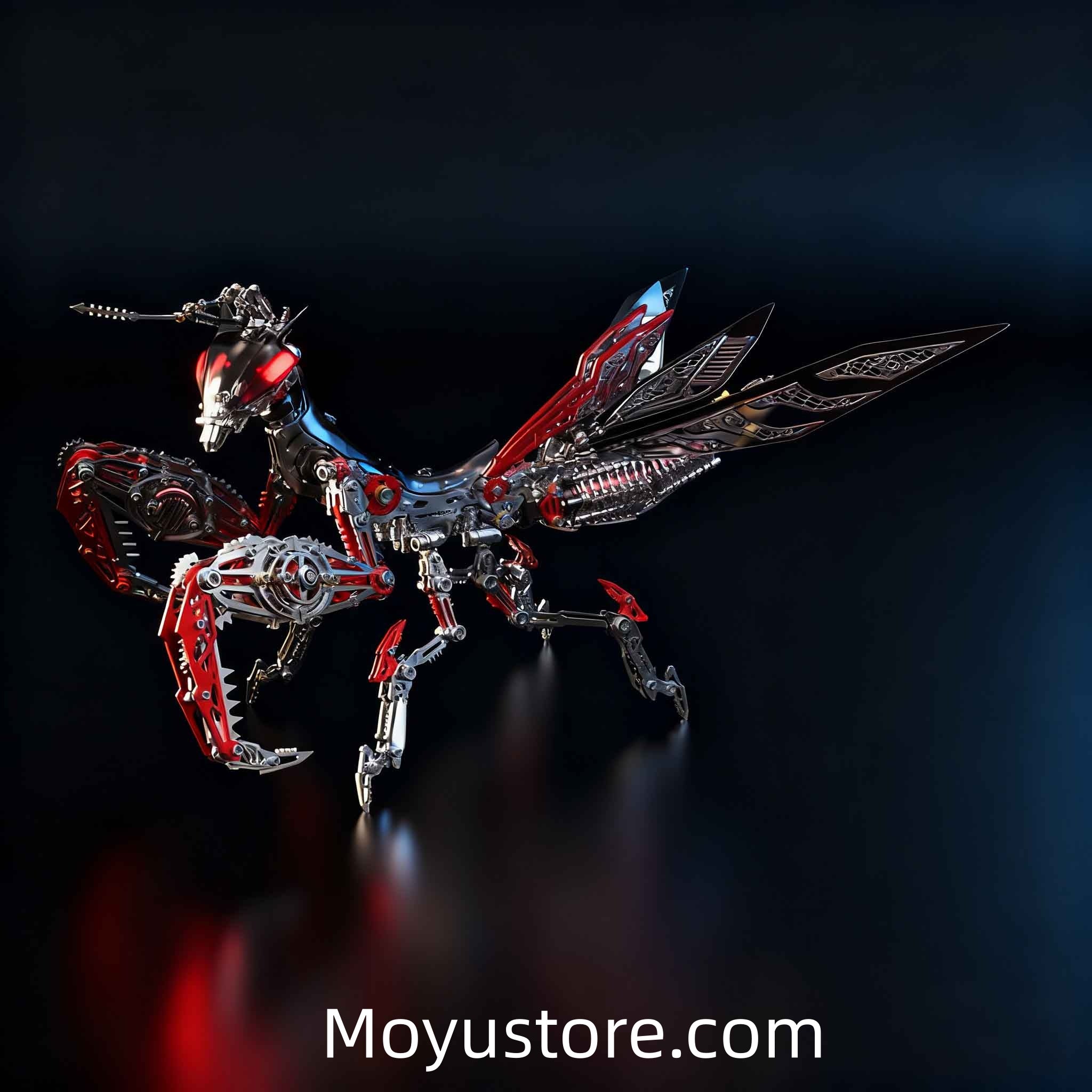 Build Your Own Cyber Mantis – 1000+PCS 3D Metal Mechanical Model (Black & Red)
