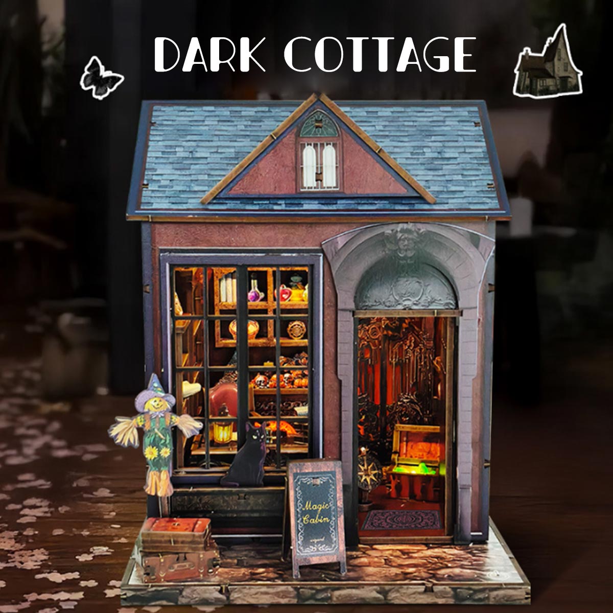 Build Your Own Magic Cabin – DIY Wooden Witch House Book Nook Kit for Halloween