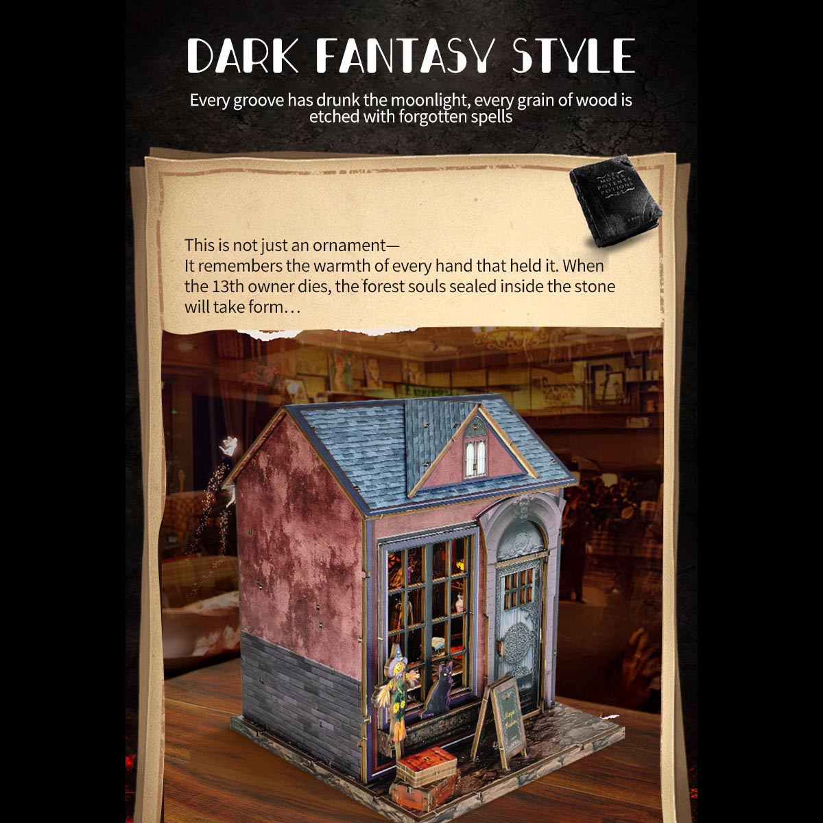 Build Your Own Magic Cabin – DIY Wooden Witch House Book Nook Kit for Halloween