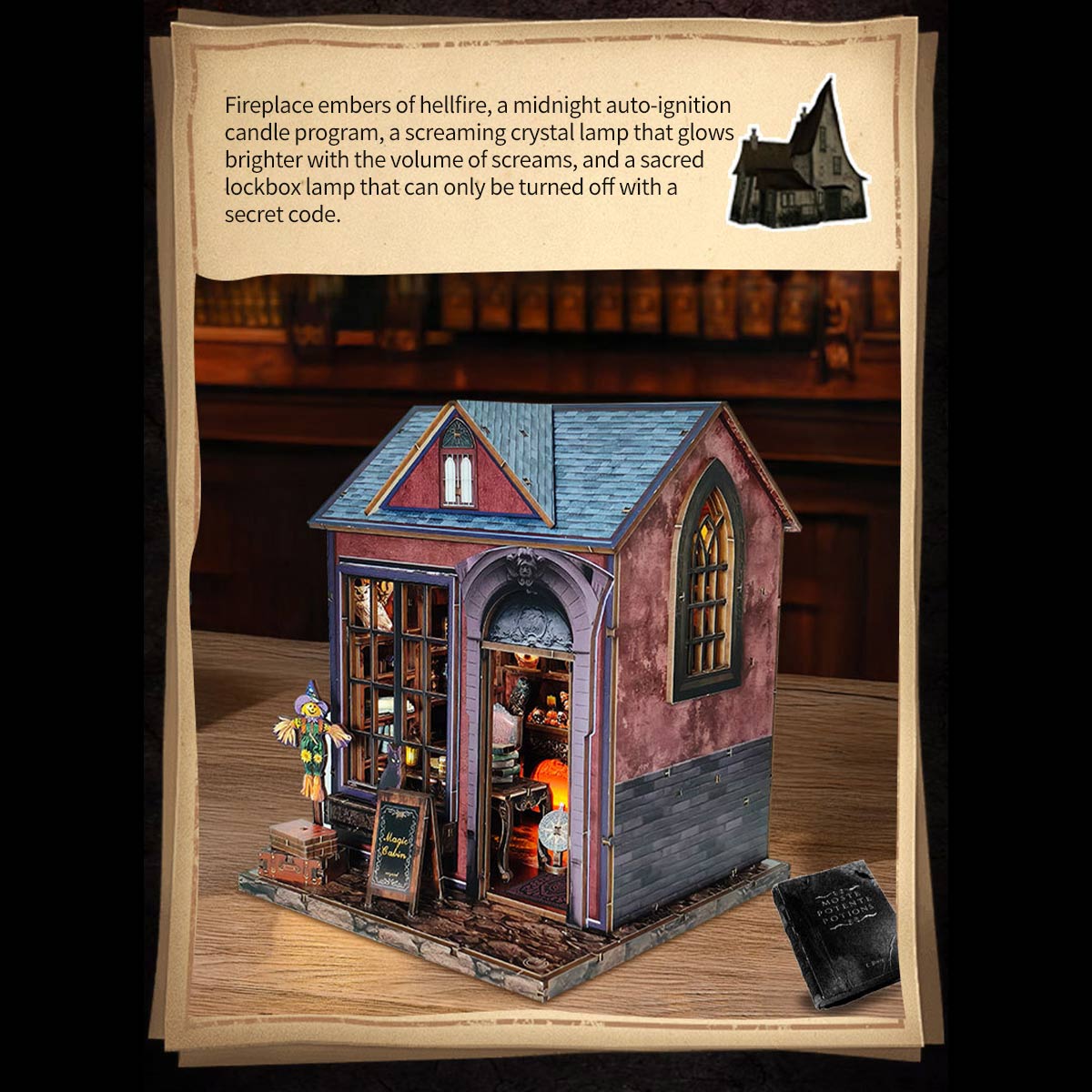 Build Your Own Magic Cabin – DIY Wooden Witch House Book Nook Kit for Halloween
