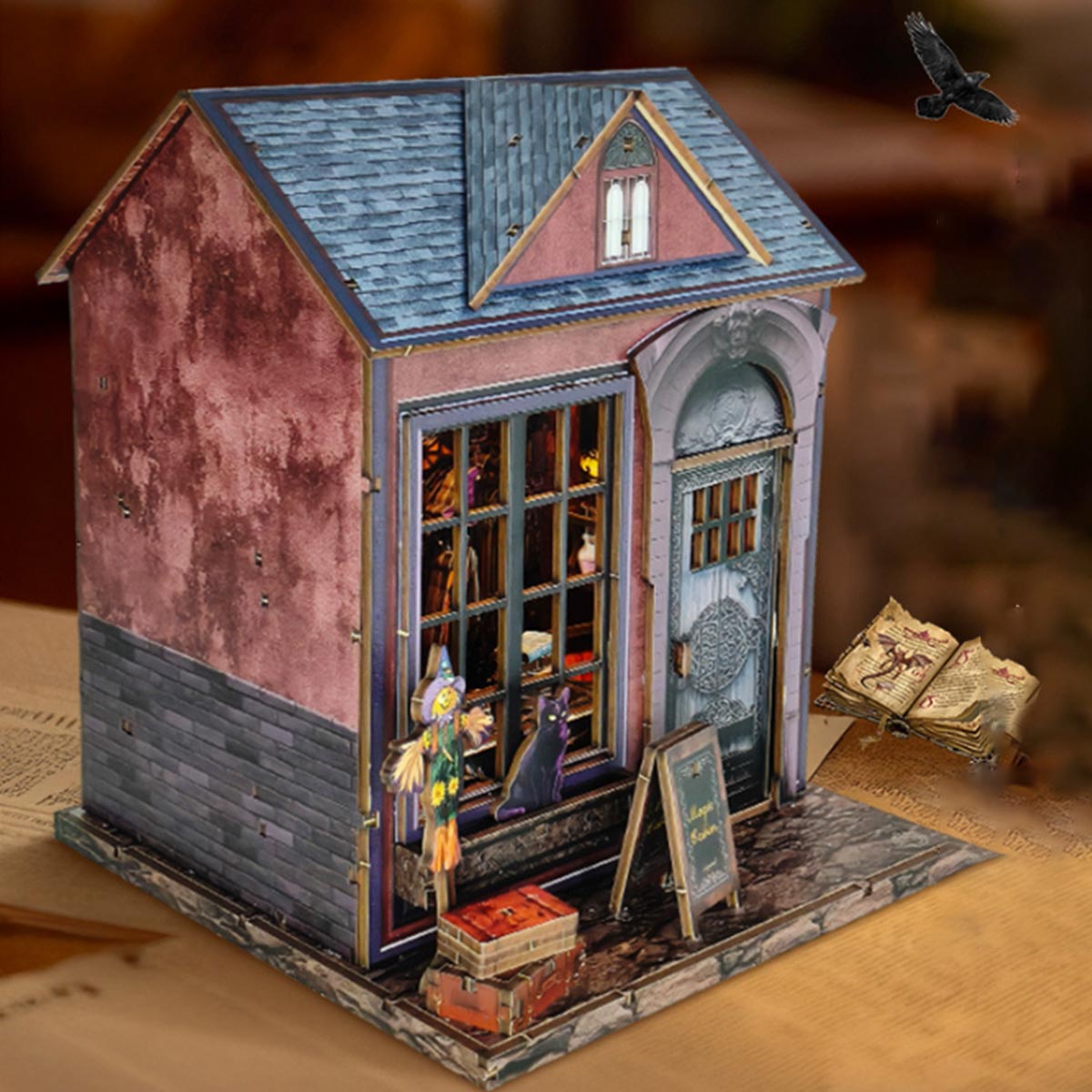 Build Your Own Magic Cabin – DIY Wooden Witch House Book Nook Kit for Halloween