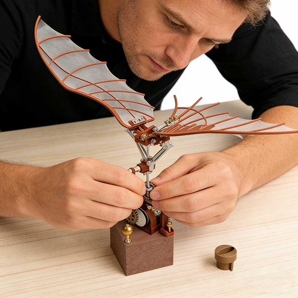 Da Vinci Ornithopter with Kinetic Flapping Wing 3D Model DIY Kits 243PCS