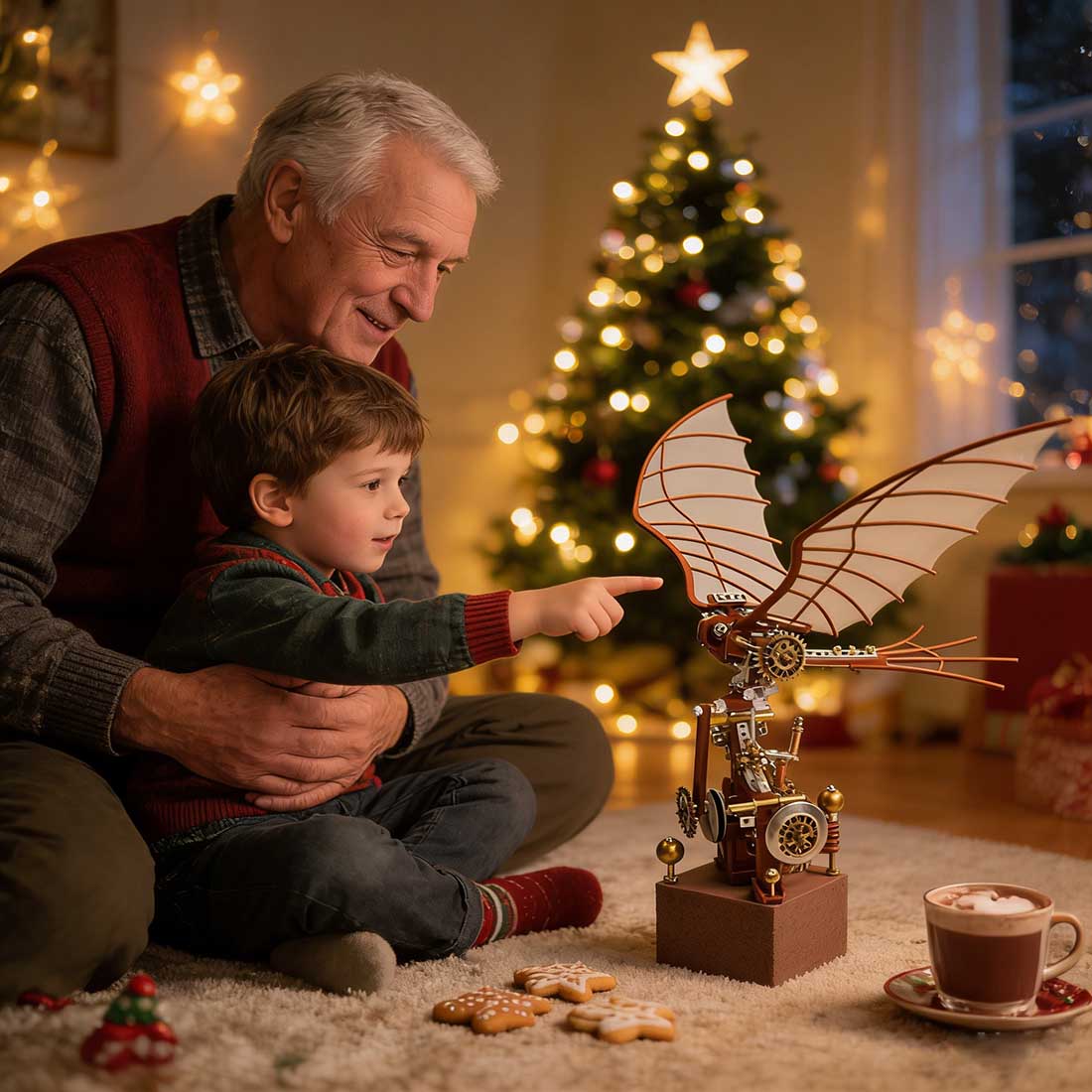 Da Vinci Ornithopter with Kinetic Flapping Wing 3D Model DIY Kits 243PCS