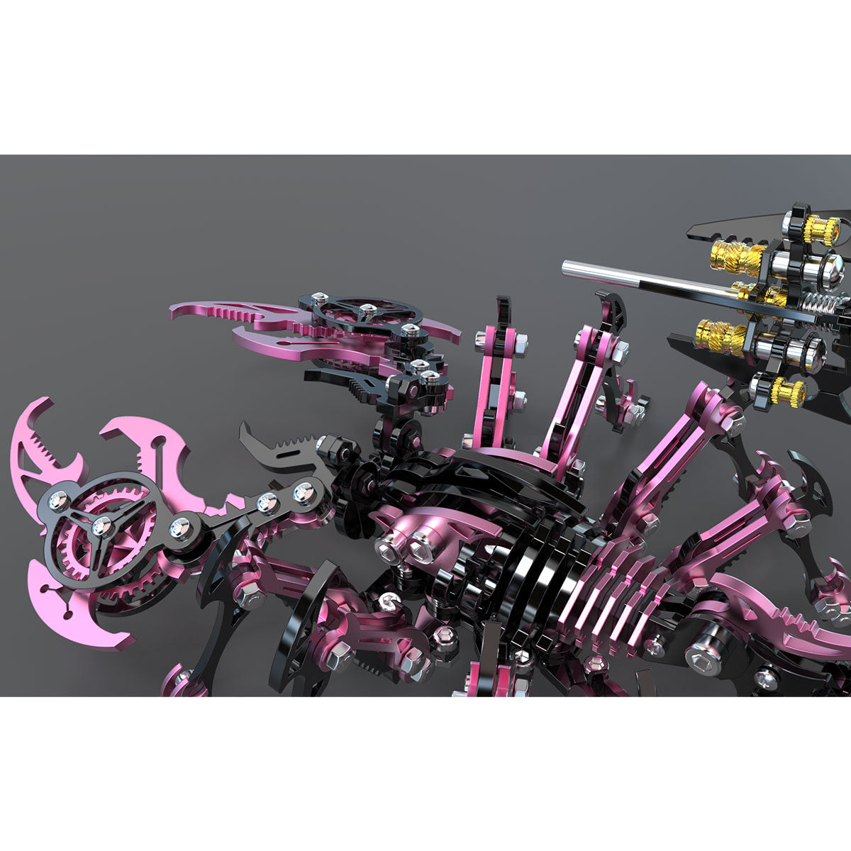 Cyberpunk 3D Metal Black Pink Scorpion Model Kit for Adults -Serixia
