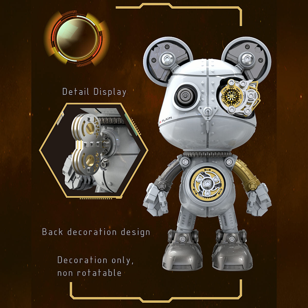 Cyborg Violence Bear 3D Metal Puzzle Model Building Kit High End Desktop Toy