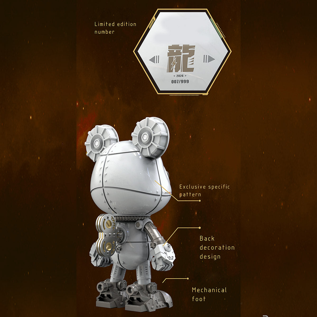 Cyborg Violence Bear 3D Metal Puzzle Model Building Kit High End Desktop Toy