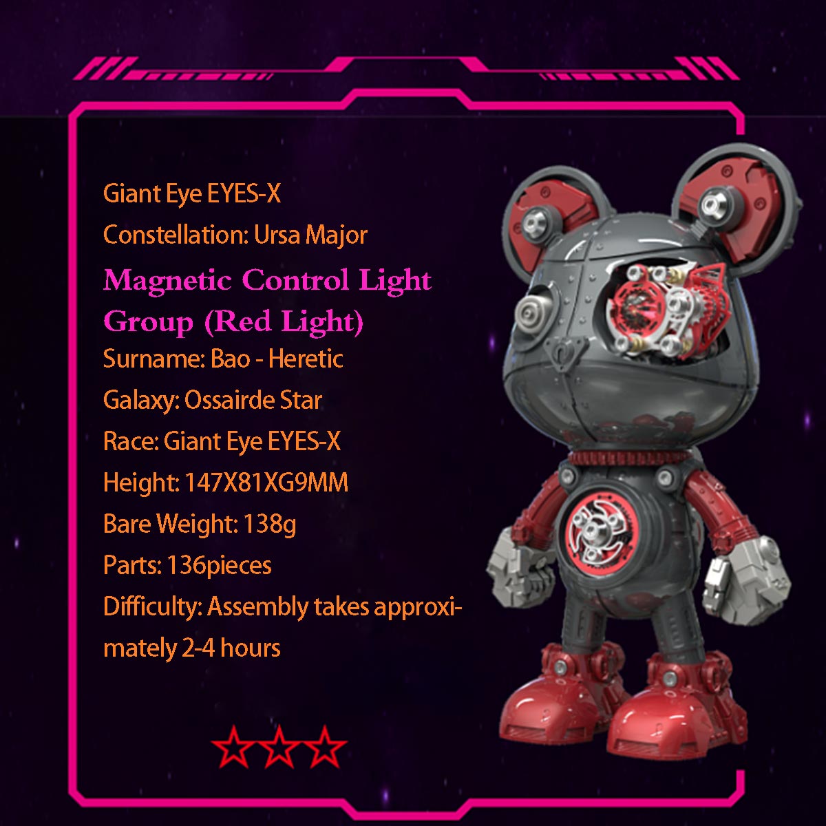 Cyborg Violence Bear 3D Metal Puzzle Model Building Kit High End Desktop Toy