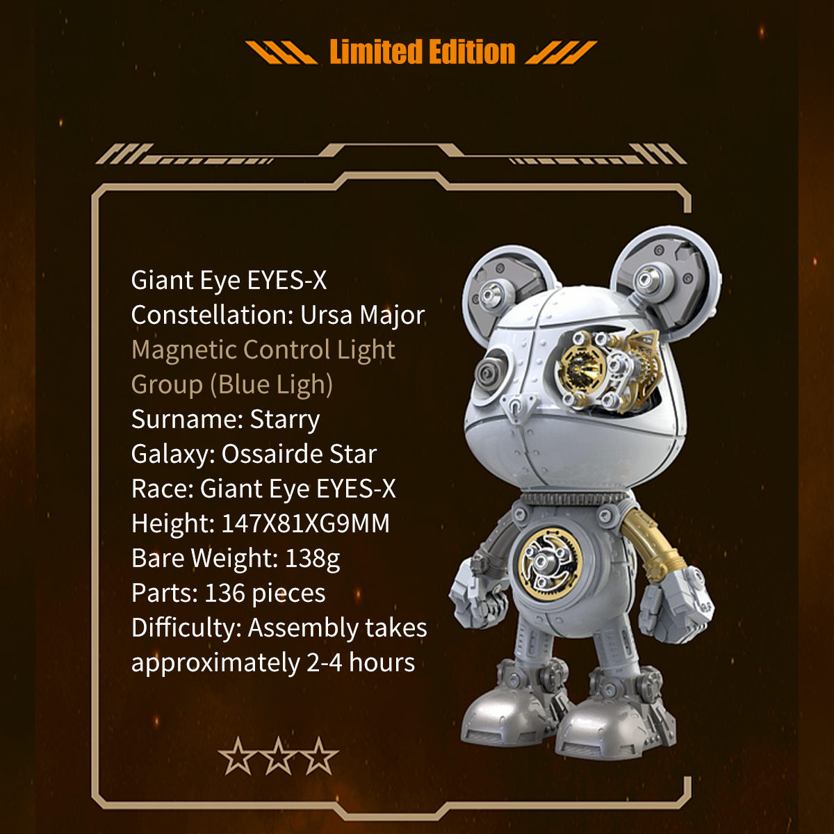 Cyborg Violence Bear 3D Metal Puzzle Model Building Kit High End Desktop Toy