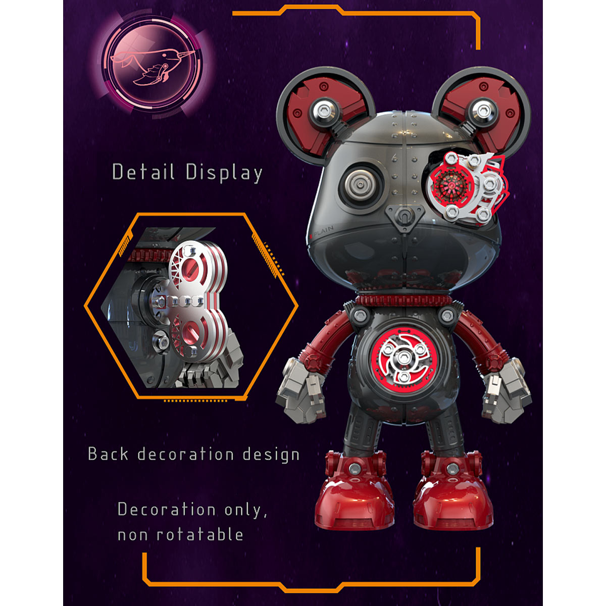 Cyborg Violence Bear 3D Metal Puzzle Model Building Kit High End Desktop Toy