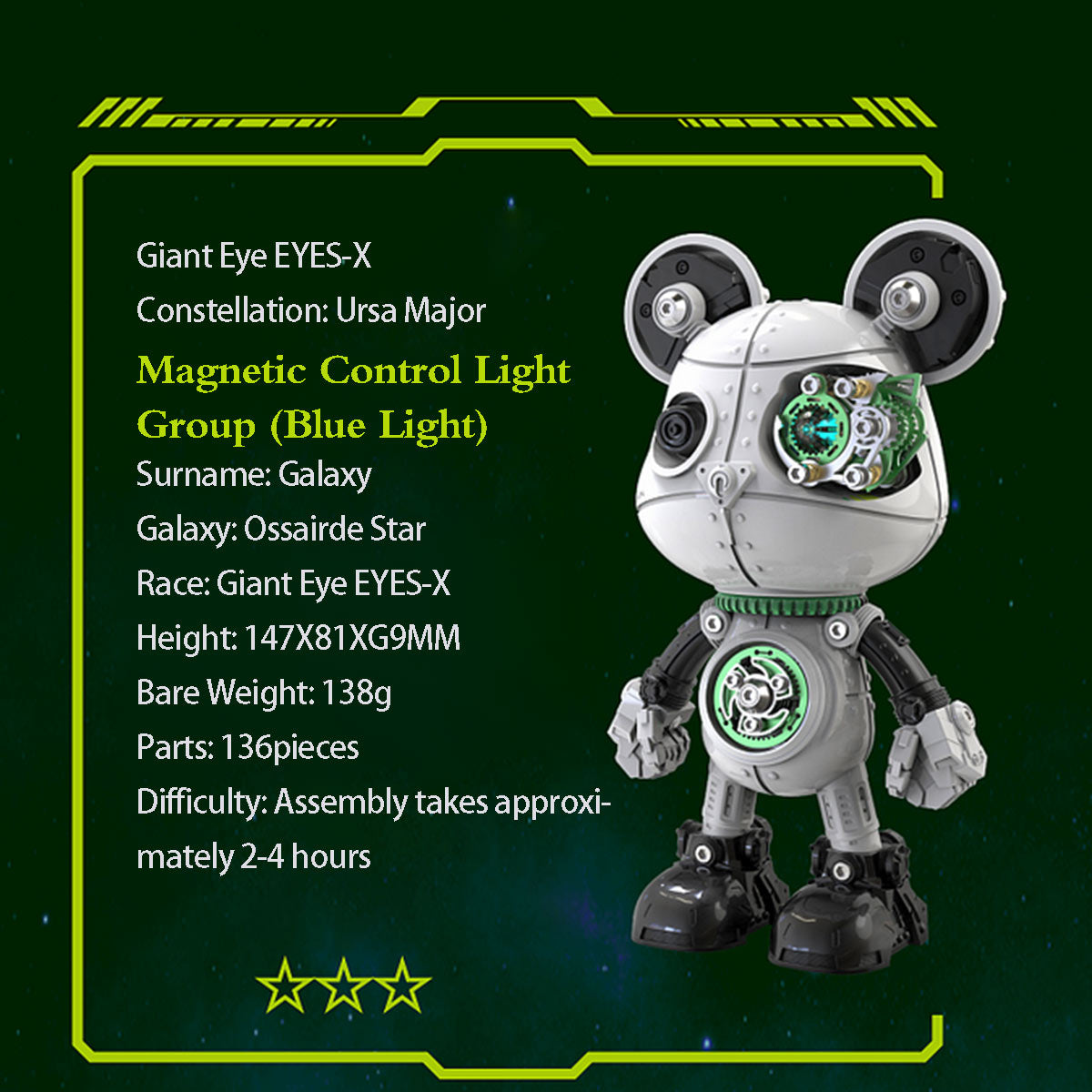 Cyborg Violence Bear 3D Metal Puzzle Model Building Kit High End Desktop Toy