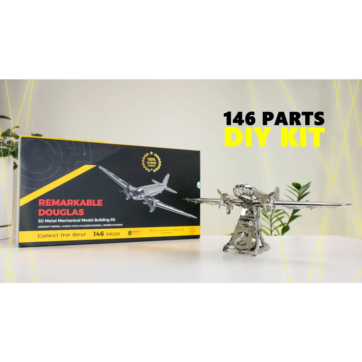 DC-3 3D Mechanical WWII 3D Metal Aircraft Model Building Kit for Aviation Lovers 146PCS