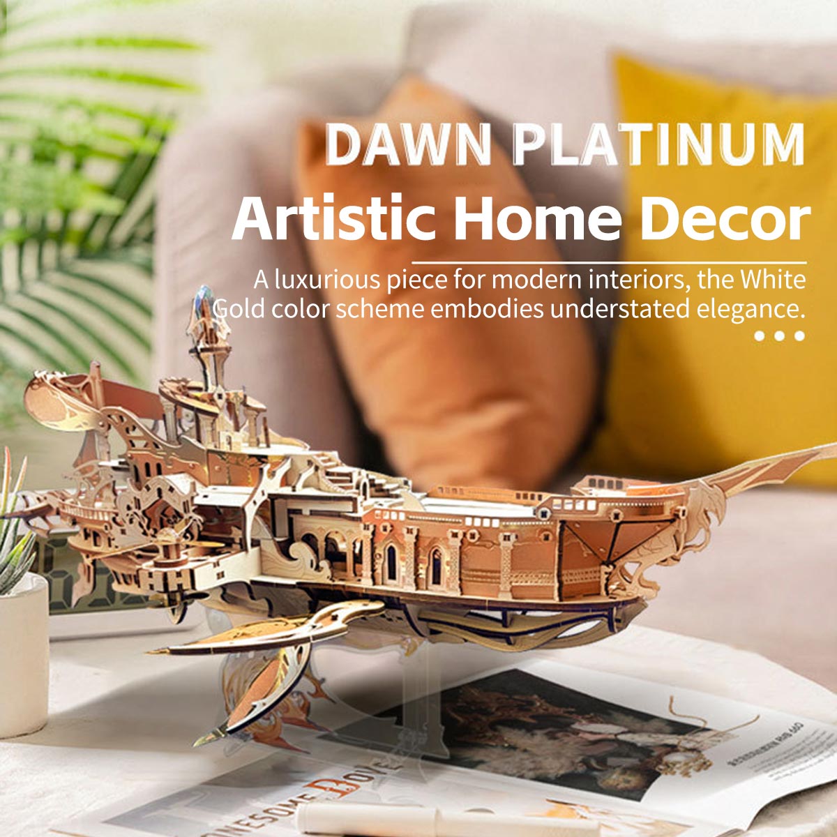 DIY Flying Whale Blimp 3D Wooden Puzzle Kits 472PCS