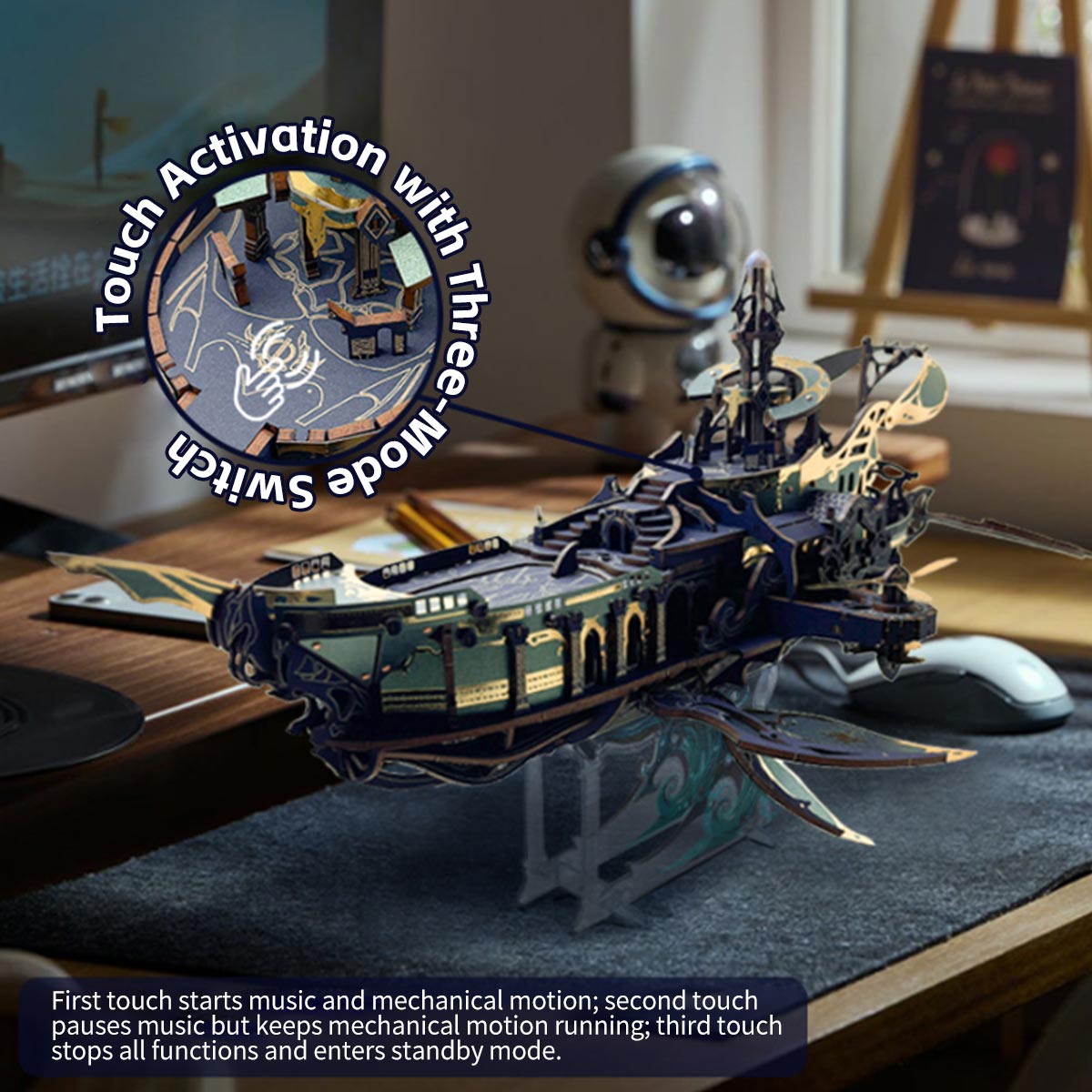 DIY Flying Whale Blimp 3D Wooden Puzzle Kits 472PCS