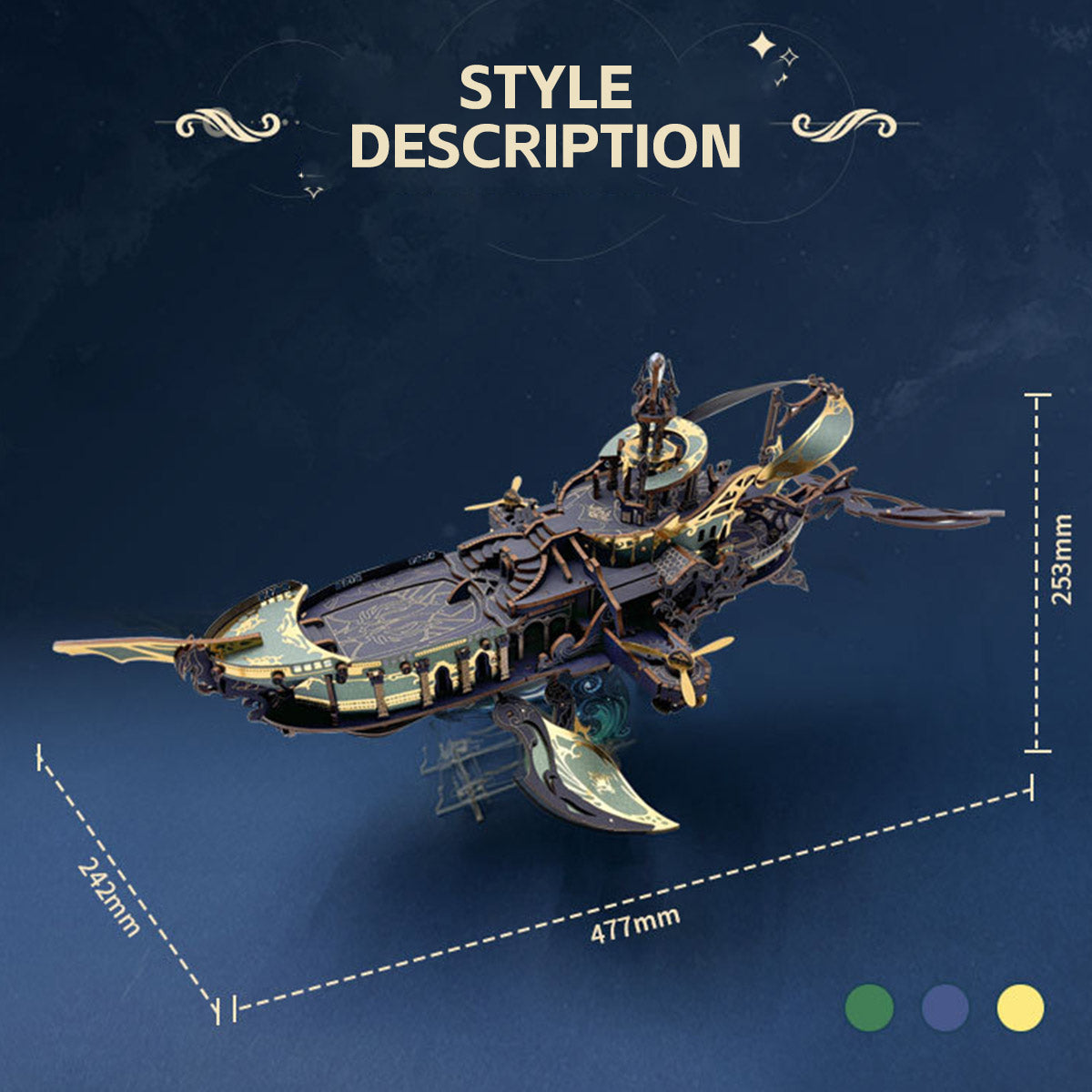 DIY Flying Whale Blimp 3D Wooden Puzzle Kits 472PCS