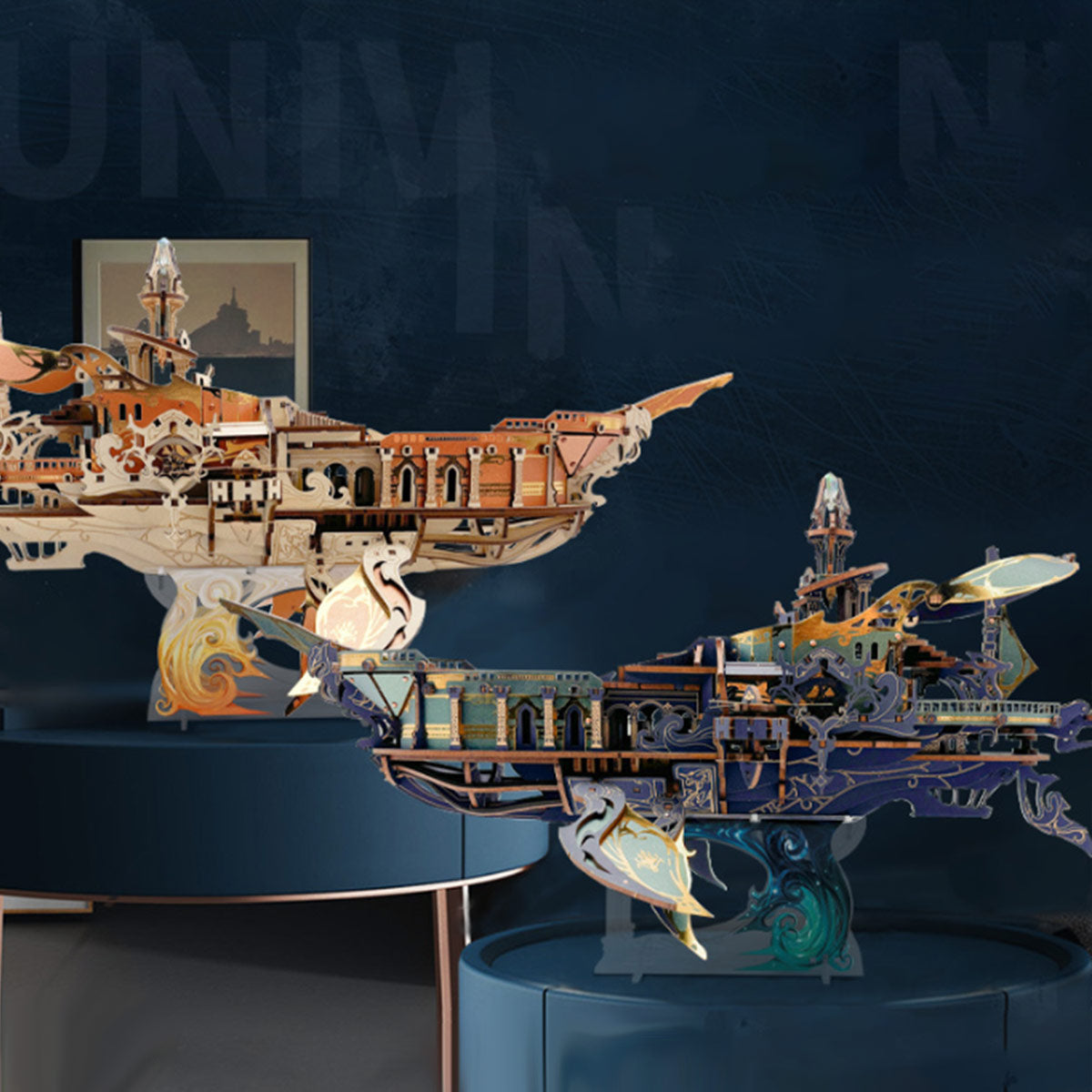 DIY Flying Whale Blimp 3D Wooden Puzzle Kits 472PCS