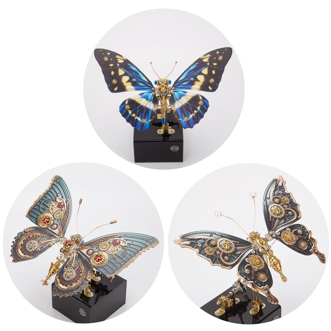 Mechanical 3D DIY Steampunk Butterfly Metal Model Building Kits with Music Box
