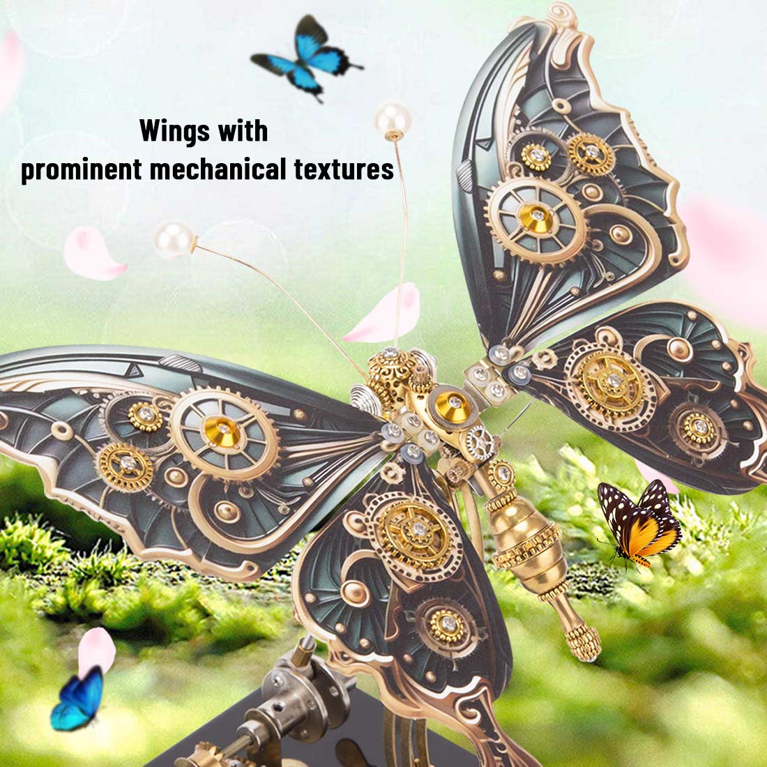 Mechanical 3D DIY Steampunk Butterfly Metal Model Building Kits with Music Box
