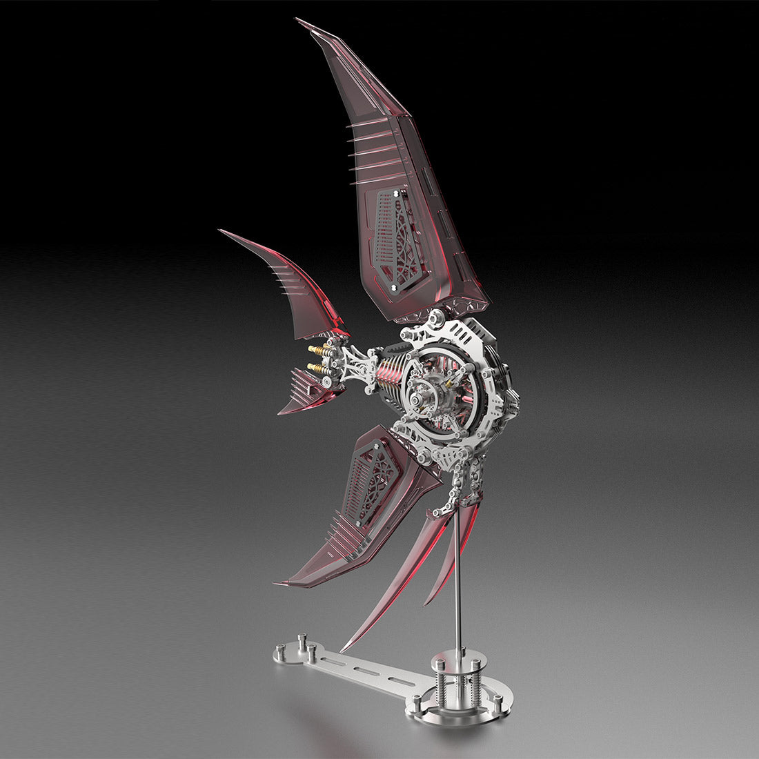 DIY Pterophyllum Blue Angelfish 3D Metal Puzzles with Mechanical Fins