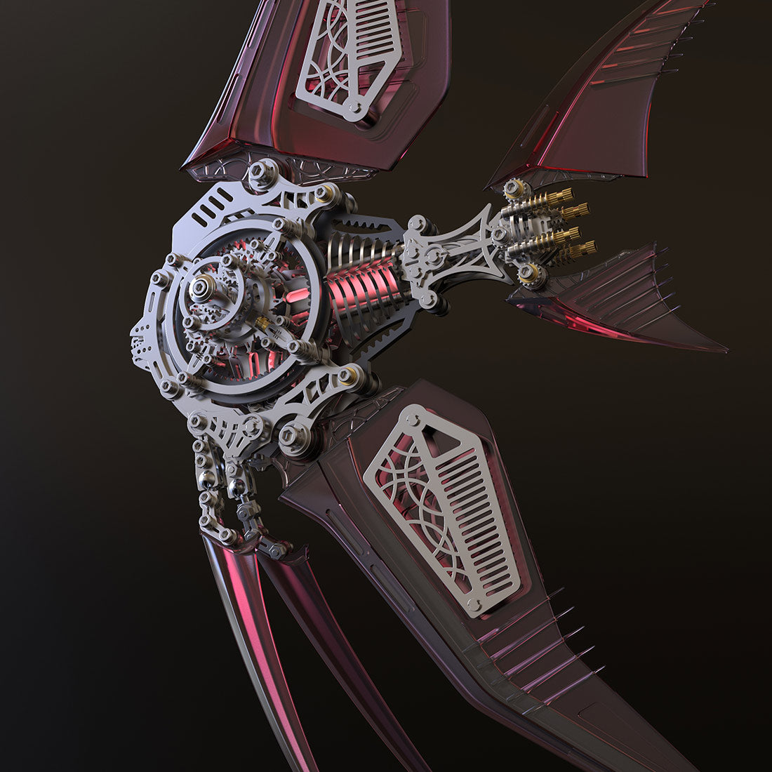 DIY Pterophyllum Blue Angelfish 3D Metal Puzzles with Mechanical Fins