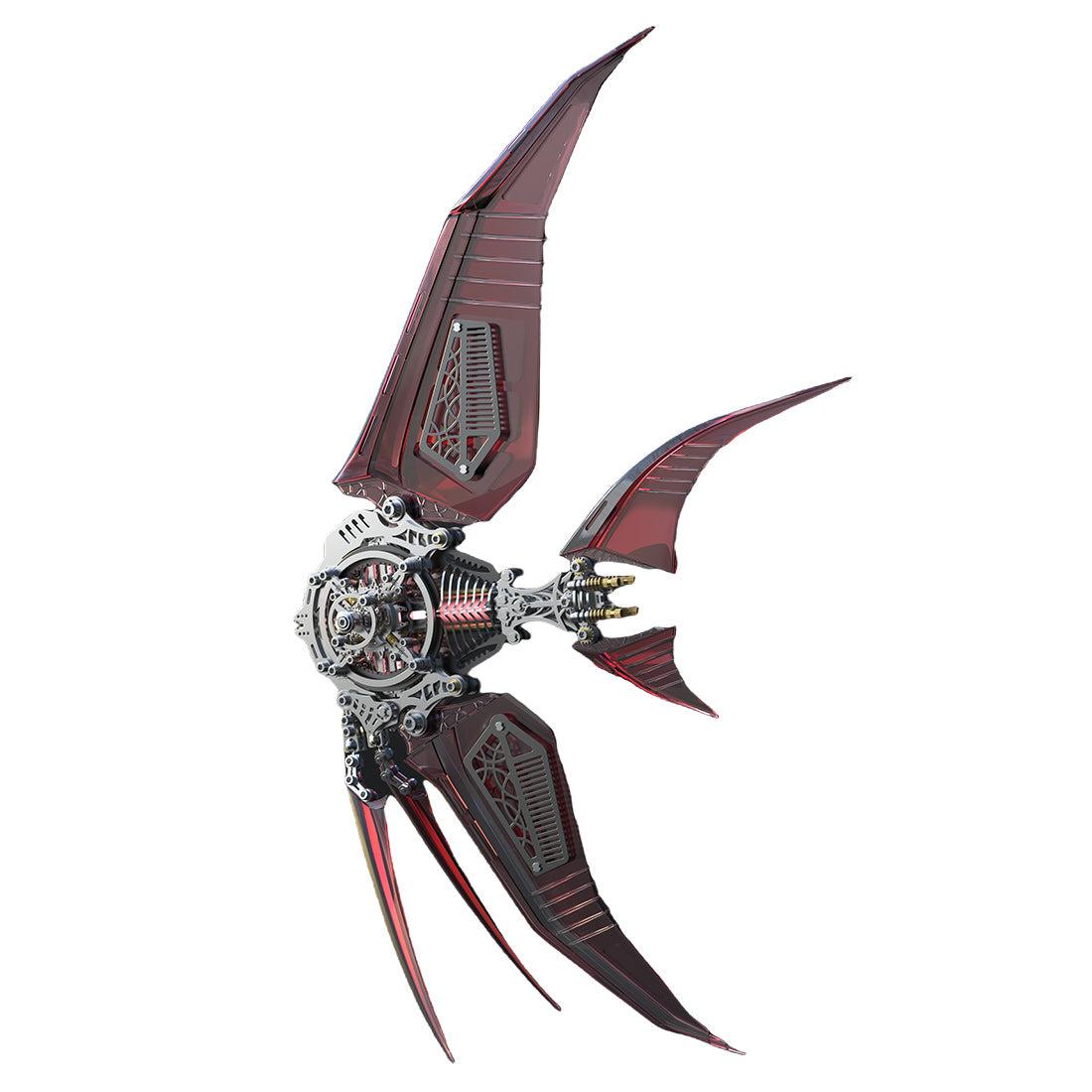 DIY Pterophyllum Blue Angelfish 3D Metal Puzzles with Mechanical Fins