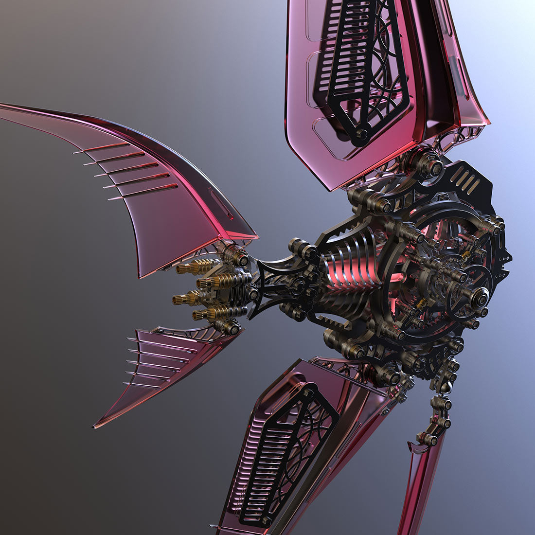 DIY Pterophyllum Blue Angelfish 3D Metal Puzzles with Mechanical Fins