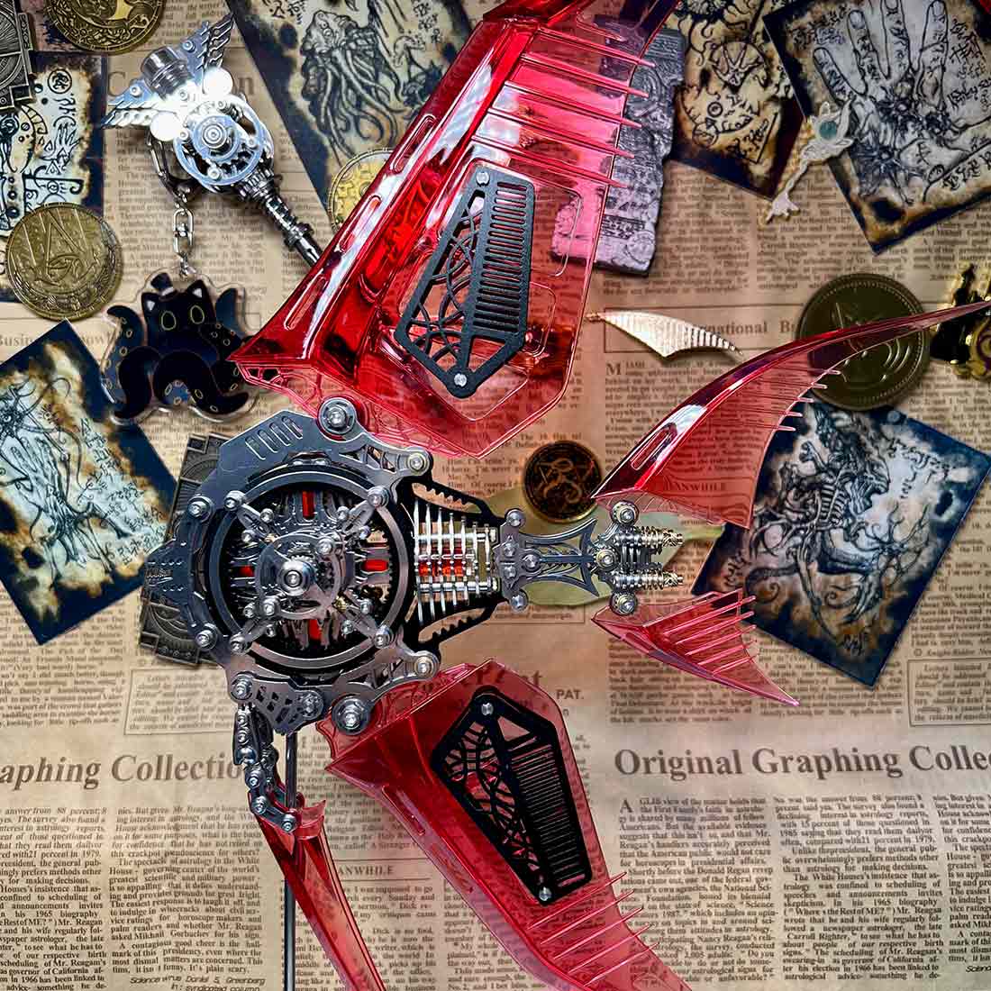 DIY Pterophyllum Blue Angelfish 3D Metal Puzzles with Mechanical Fins