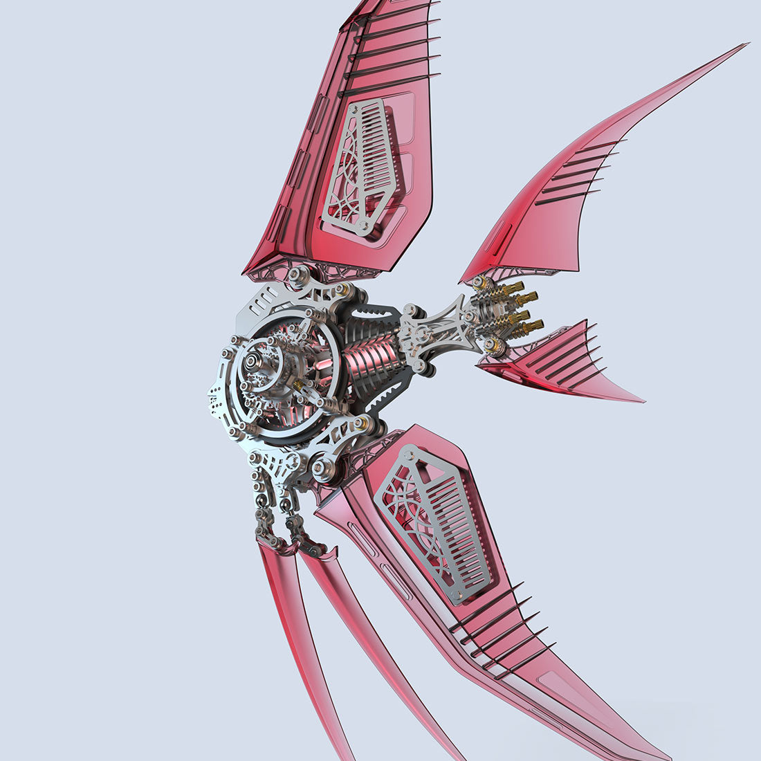 DIY Pterophyllum Blue Angelfish 3D Metal Puzzles with Mechanical Fins