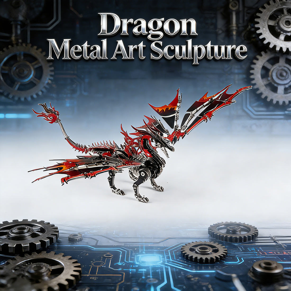 DIY Red Dragon 3D Metal Puzzle for Dragon Collector 200+PCS
