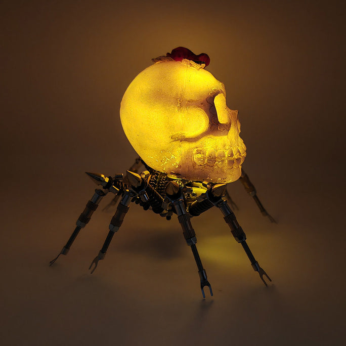 Gothic Spider Skull Lights with Red Rose 3D Metal Puzzle Kits Spooky Halloween Gift