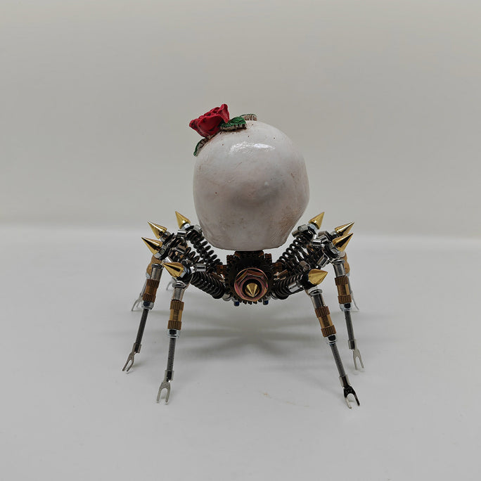 Gothic Spider Skull Lights with Red Rose 3D Metal Puzzle Kits Spooky Halloween Gift
