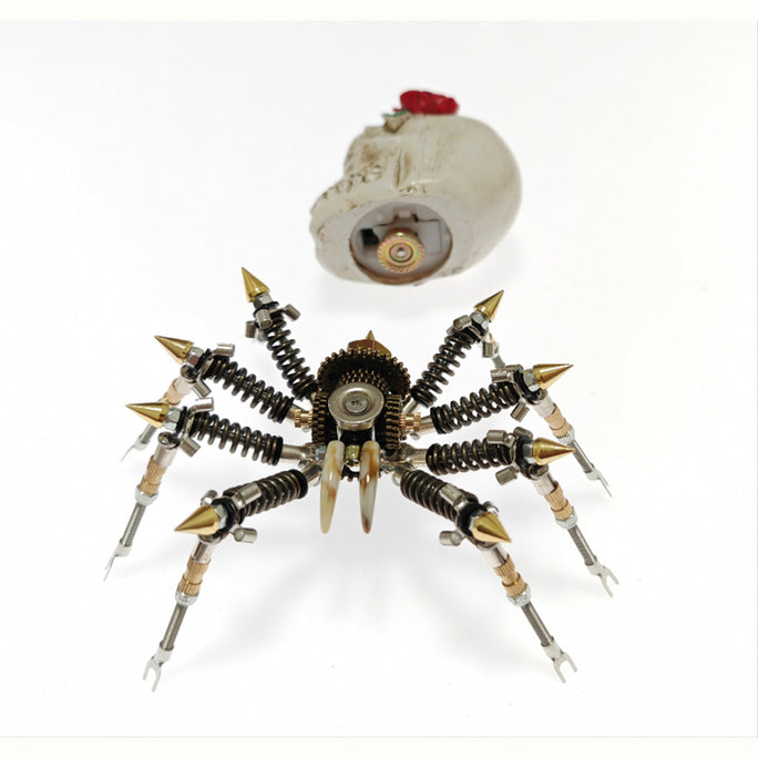 Gothic Spider Skull Lights with Red Rose 3D Metal Puzzle Kits Spooky Halloween Gift