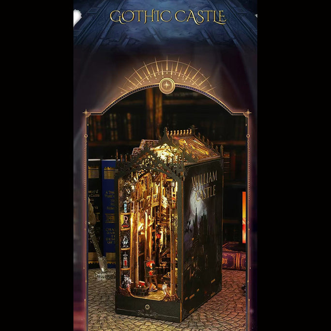 Gothic William Castle DIY Book Nook with LED Light Music Box Kits