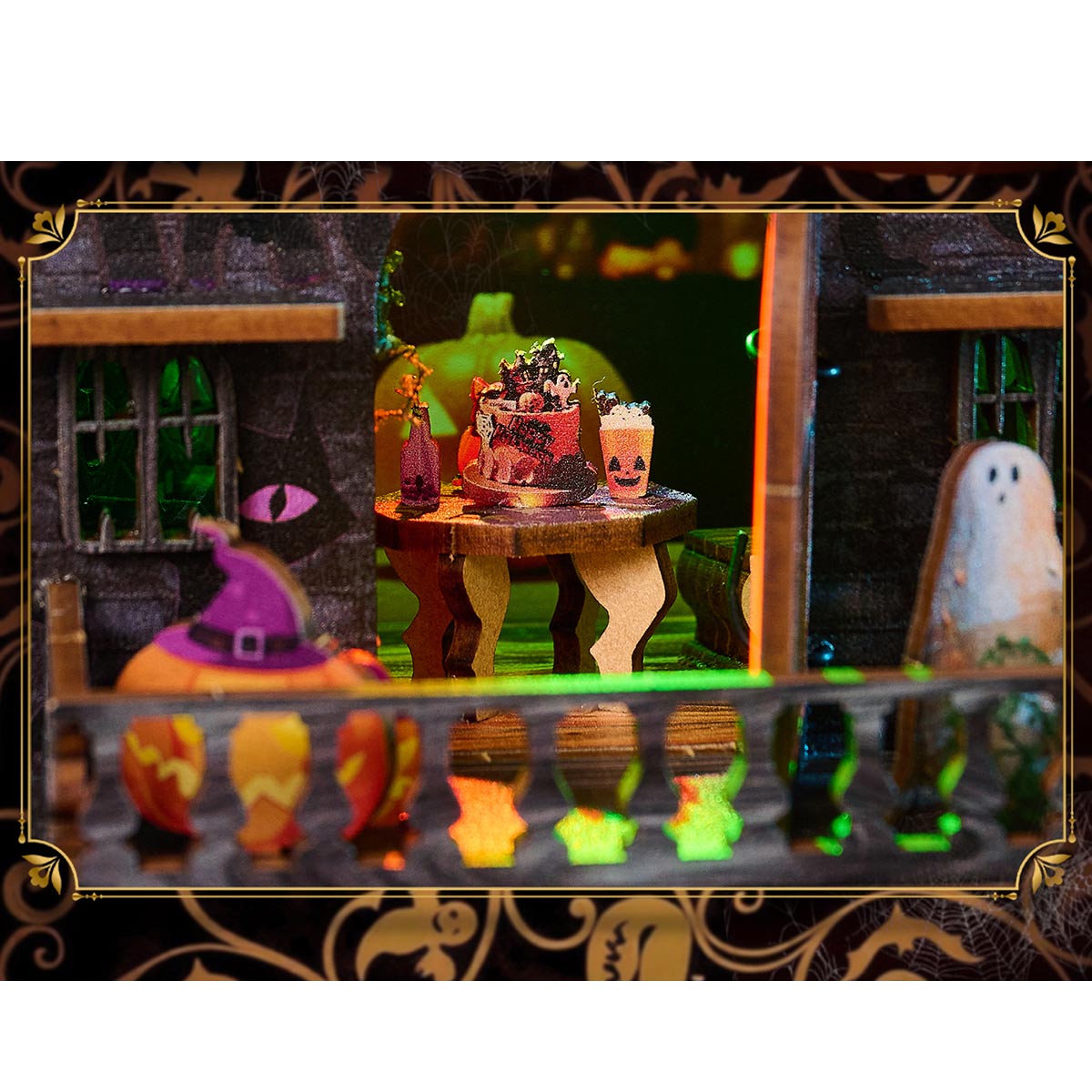 Halloween Carnival Night DIY 3D Wooden Miniature Horror Witch House Kit Spooky Gift