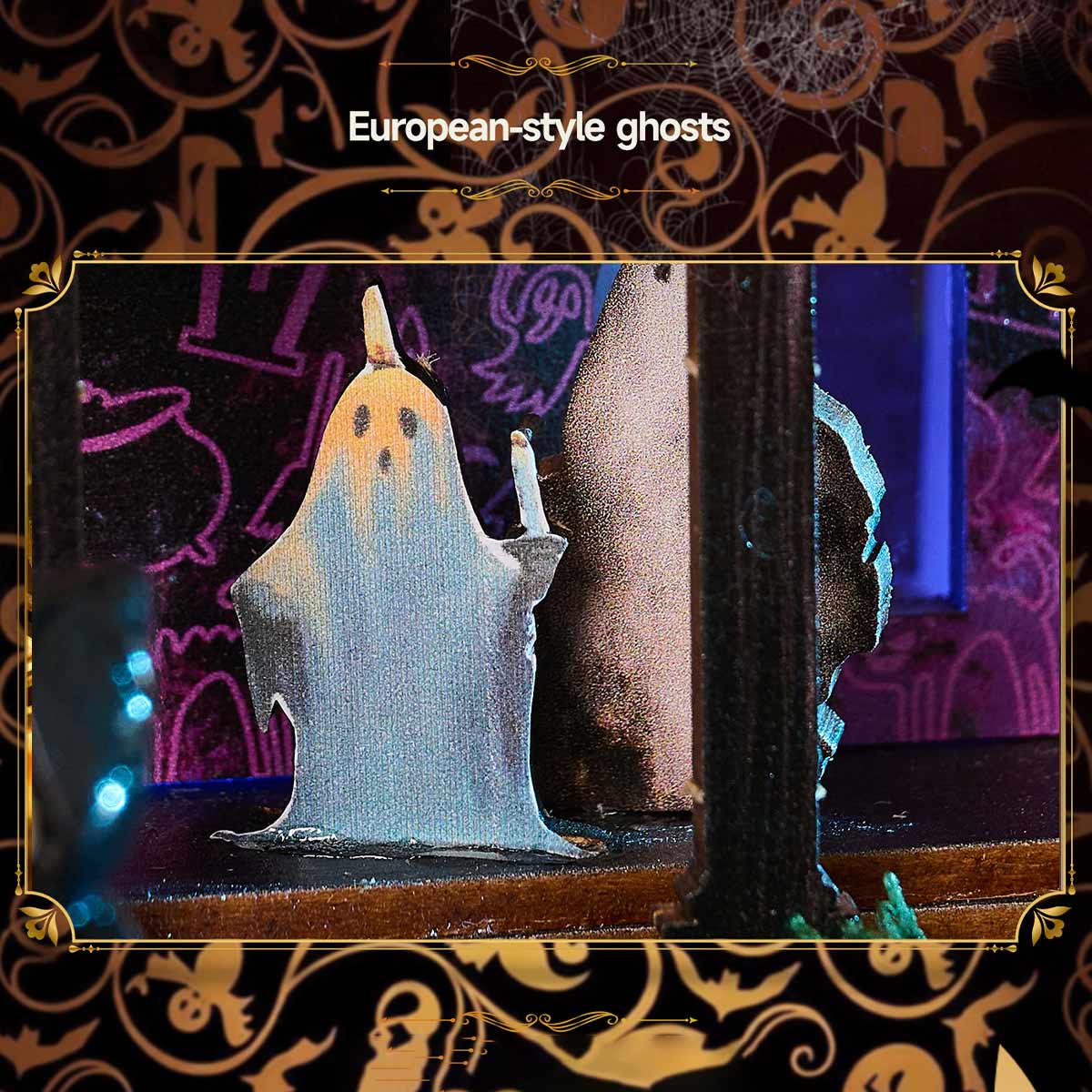 Halloween Carnival Night DIY 3D Wooden Miniature Horror Witch House Kit Spooky Gift