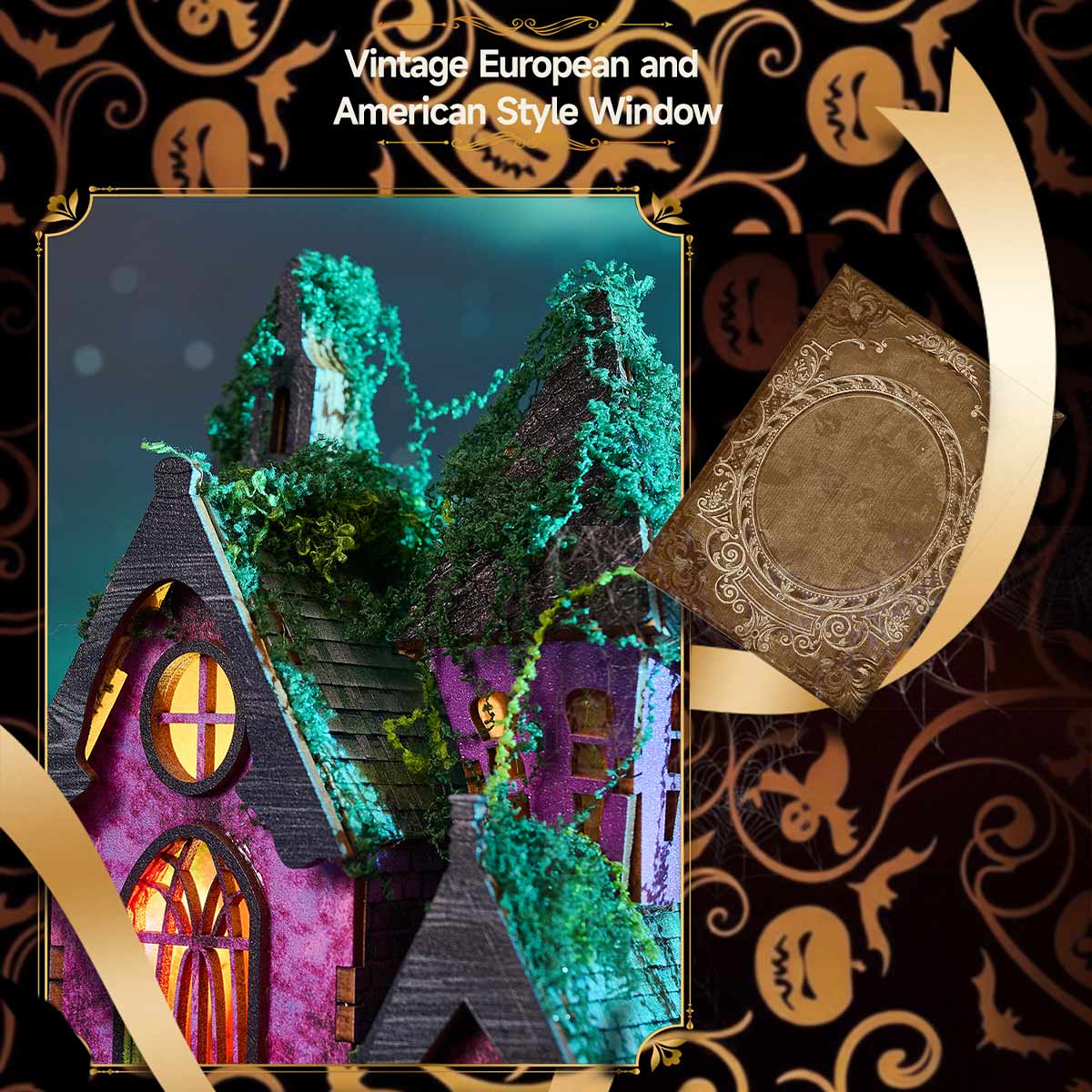 Halloween Carnival Night DIY 3D Wooden Miniature Horror Witch House Kit Spooky Gift