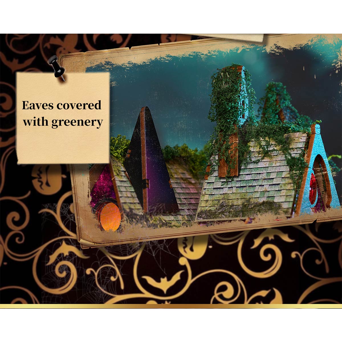 Halloween Carnival Night DIY 3D Wooden Miniature Horror Witch House Kit Spooky Gift