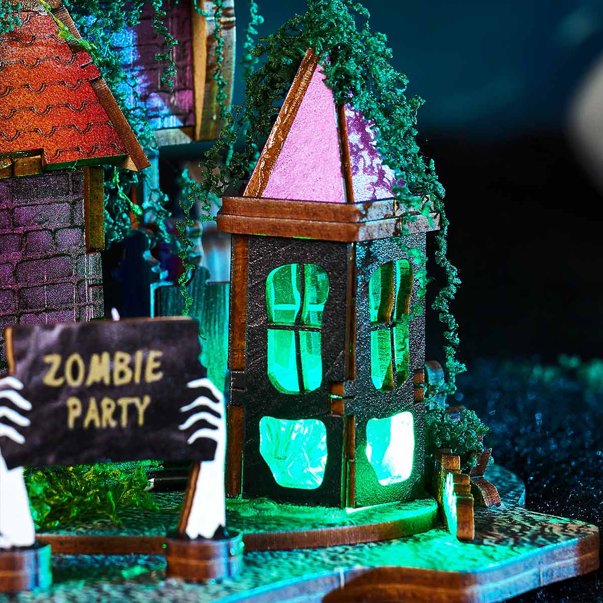 Halloween Carnival Night DIY 3D Wooden Miniature Horror Witch House Kit Spooky Gift