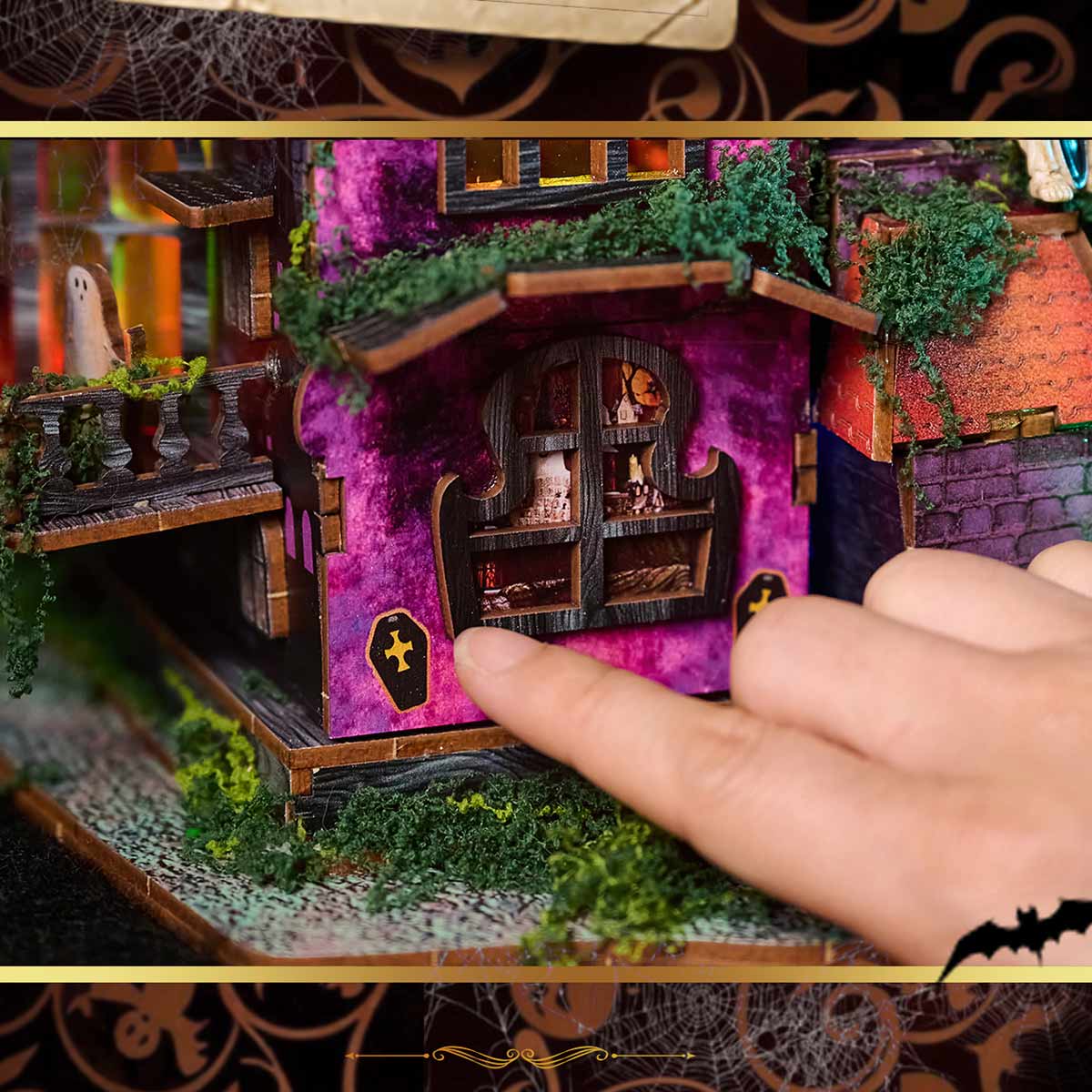 Halloween Carnival Night DIY 3D Wooden Miniature Horror Witch House Kit Spooky Gift