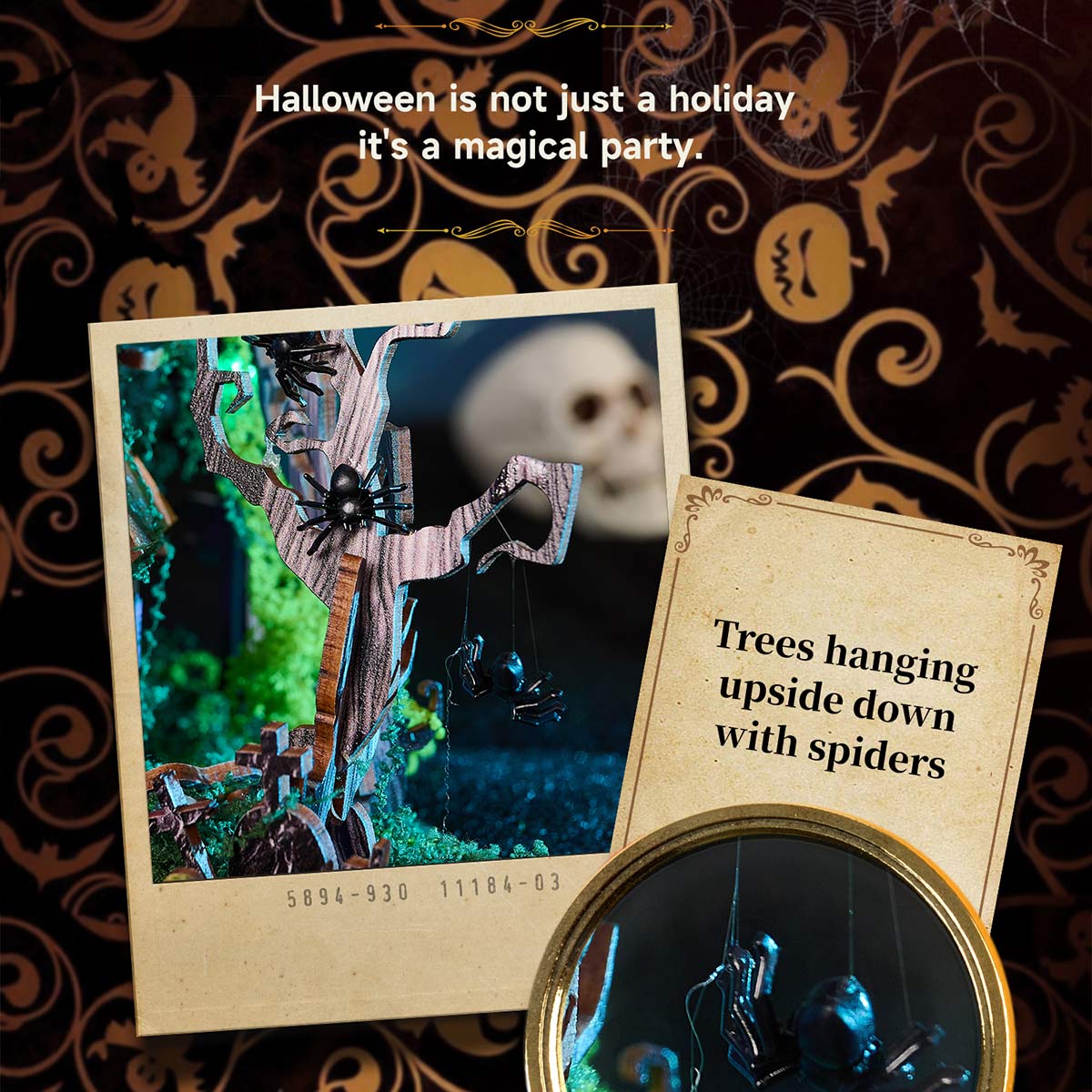 Halloween Carnival Night DIY 3D Wooden Miniature Horror Witch House Kit Spooky Gift