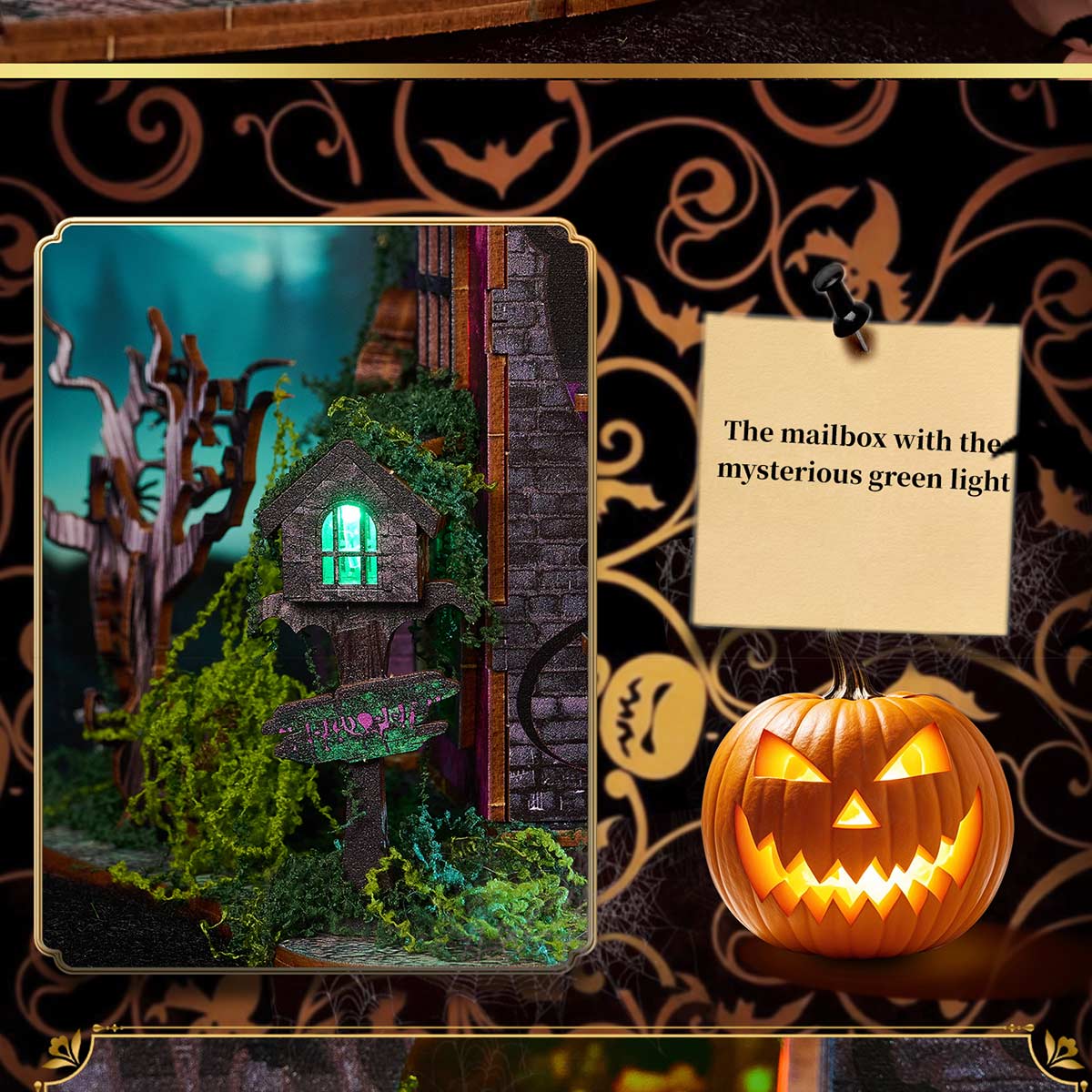 Halloween Carnival Night DIY 3D Wooden Miniature Horror Witch House Kit Spooky Gift