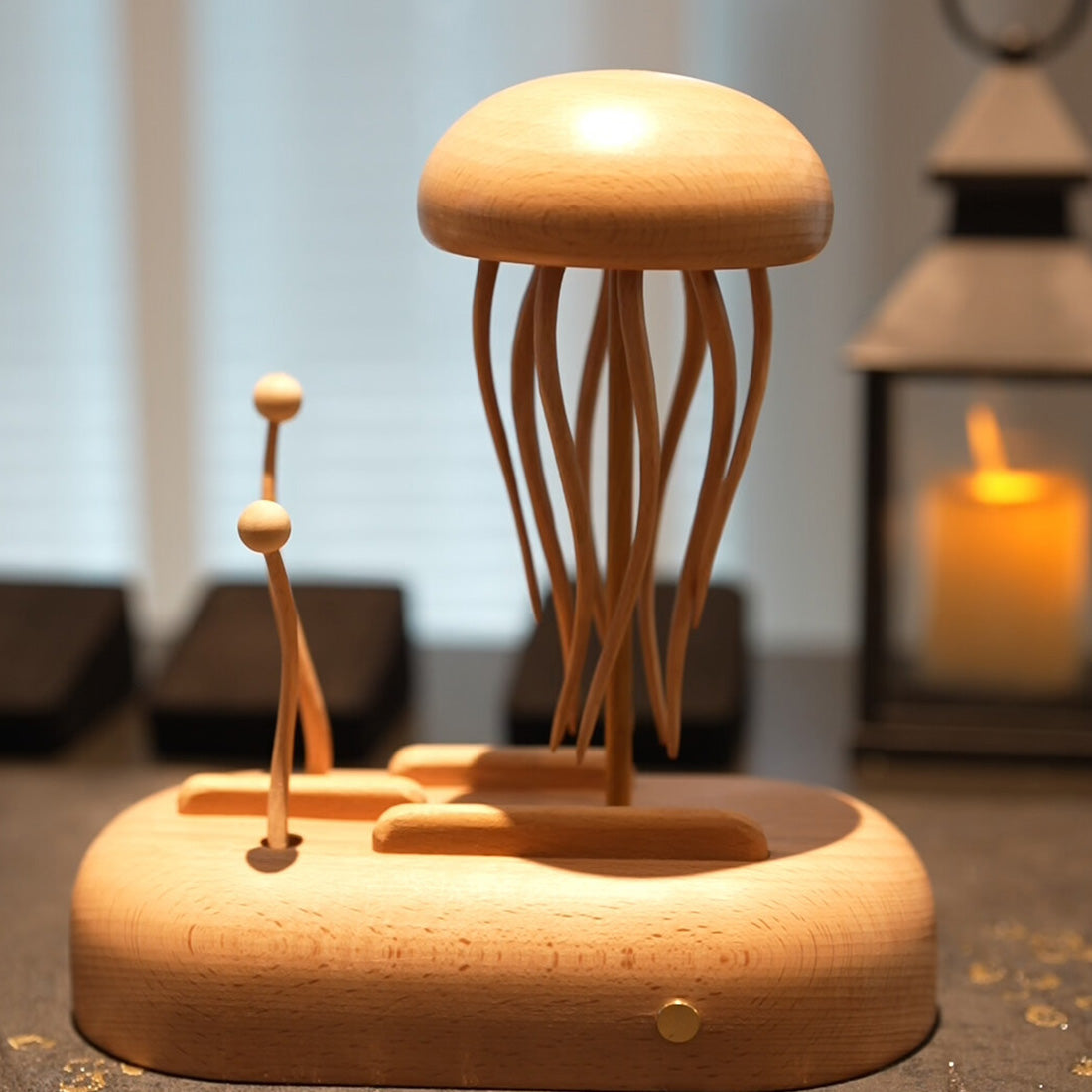 Automata Ocean Hand Crafted Wooden Kinetic Jellyfish Bionic Ocean Automata Model