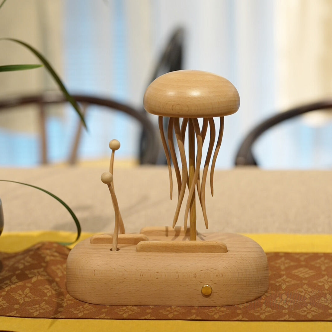 Hand Crafted Wooden Kinetic Jellyfish Bionic Ocean Automata  Model