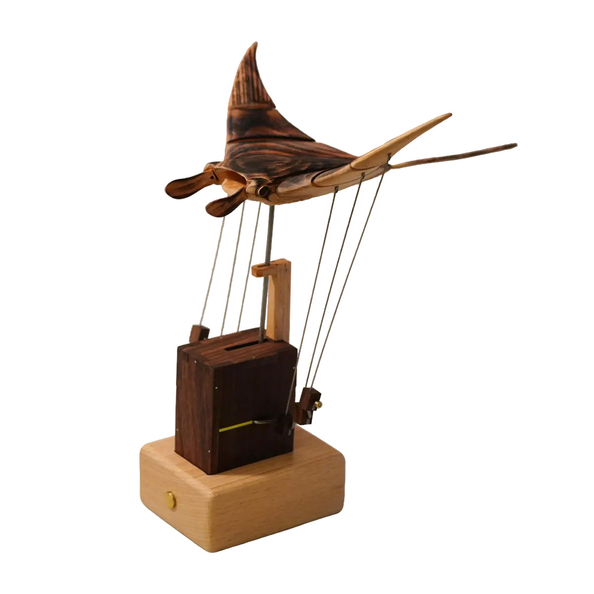 Handcarved Wooden Manta Ray Automata Mechanical Sculpture