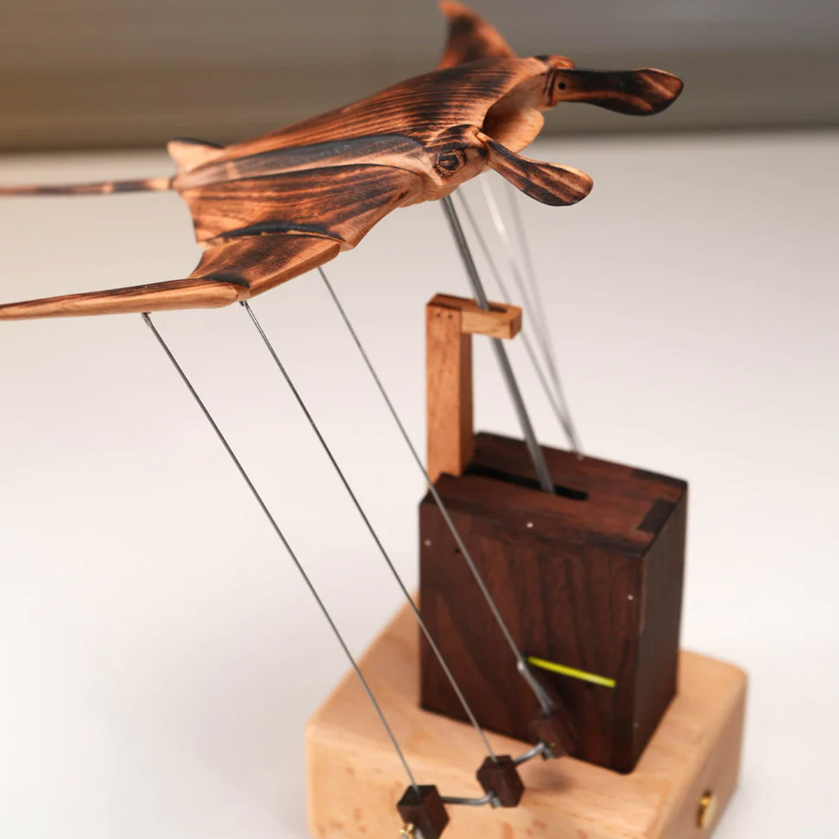Handcarved Wooden Manta Ray Automata Mechanical Sculpture