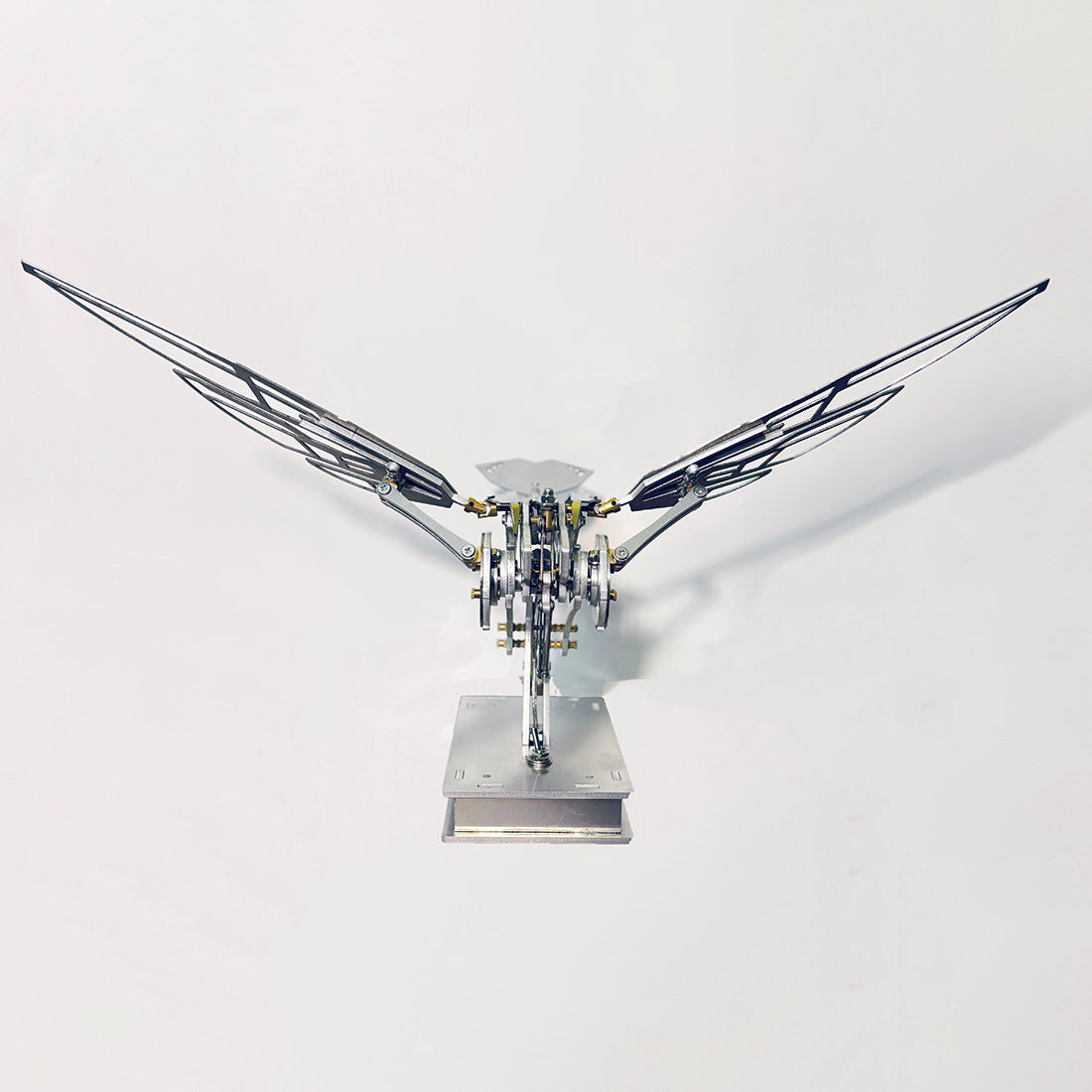 Handcrafted Metal Kinetic Mechanical Ornithopter Model with Transmission