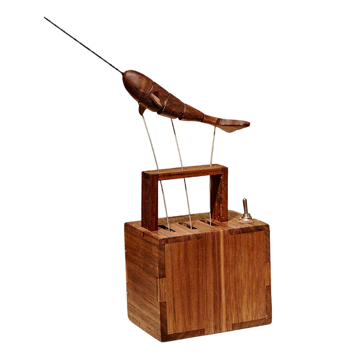 Handcrafted Wooden Whale with Music Box Mechanical Automaton Sculpture