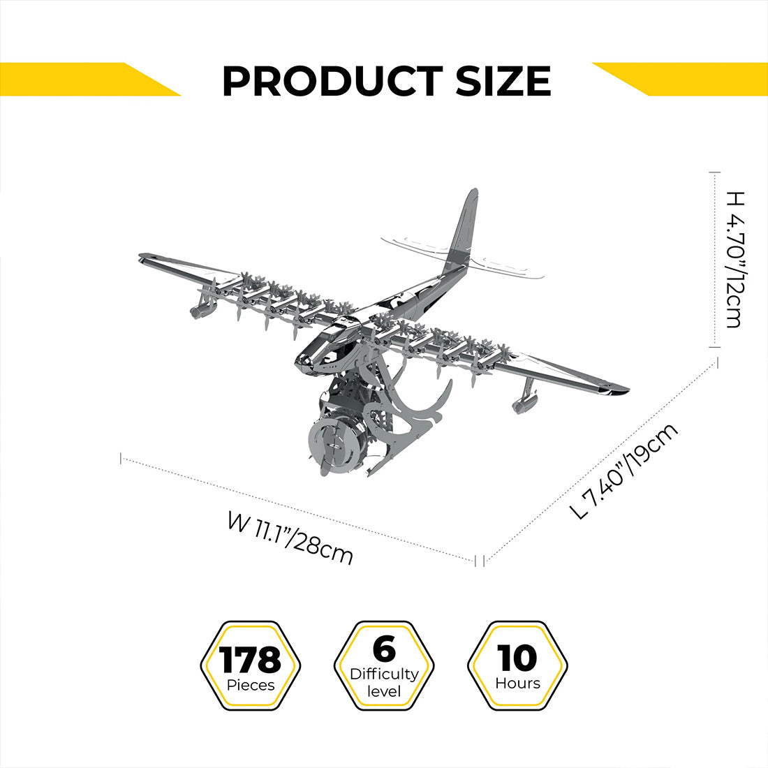 Hughes H-4 Spruce Goose 3D Metal Puzzle Strategic Airlift Flying Boat Aircraft Model Kit
