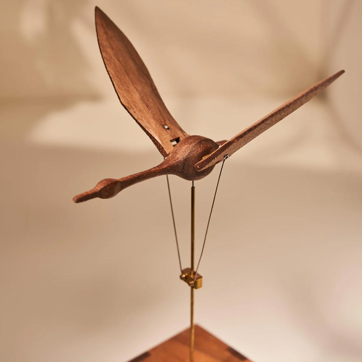 Kinetic Flying Swan Wooden Music Box Automata Sculpture