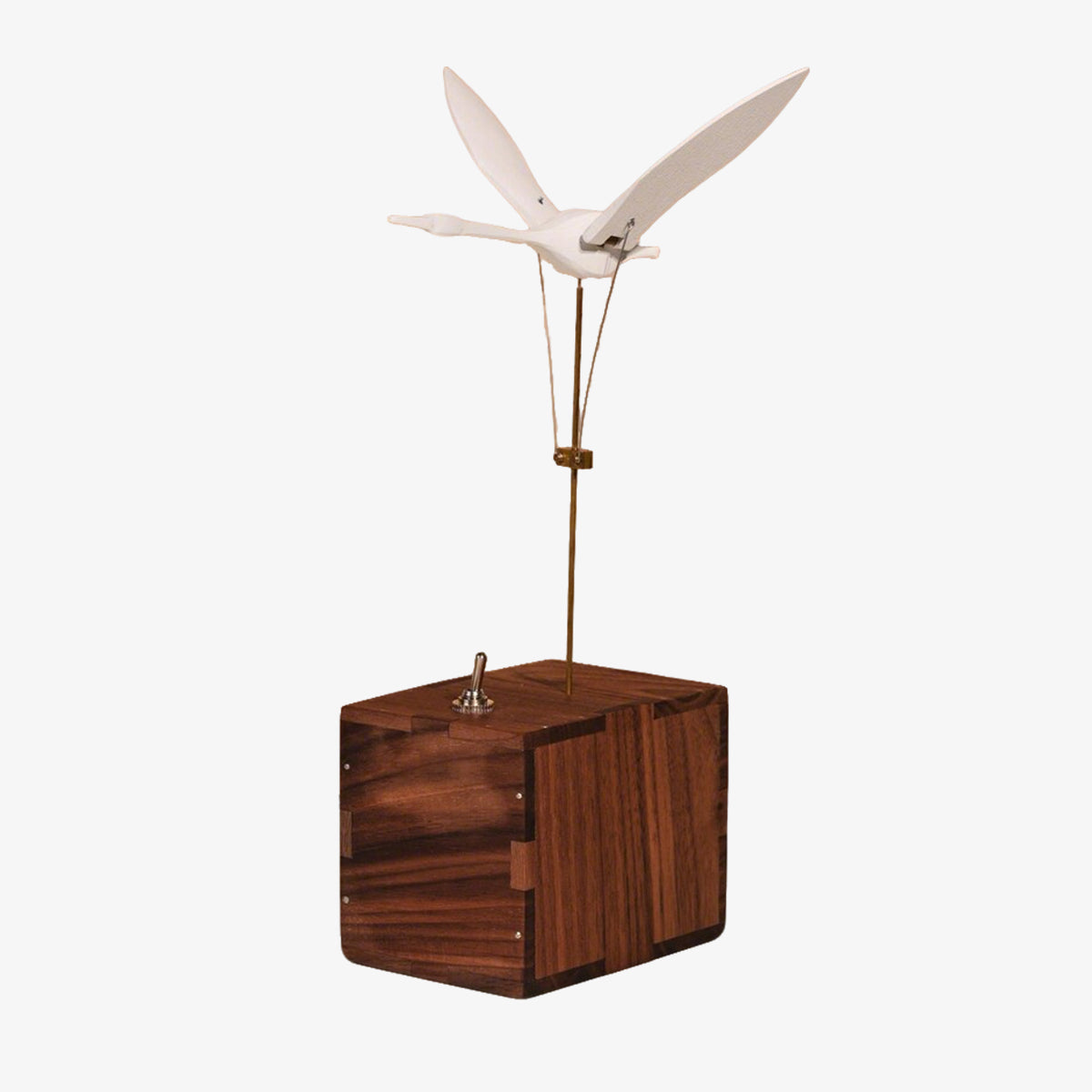 Kinetic Flying Swan Wooden Music Box Automata Sculpture