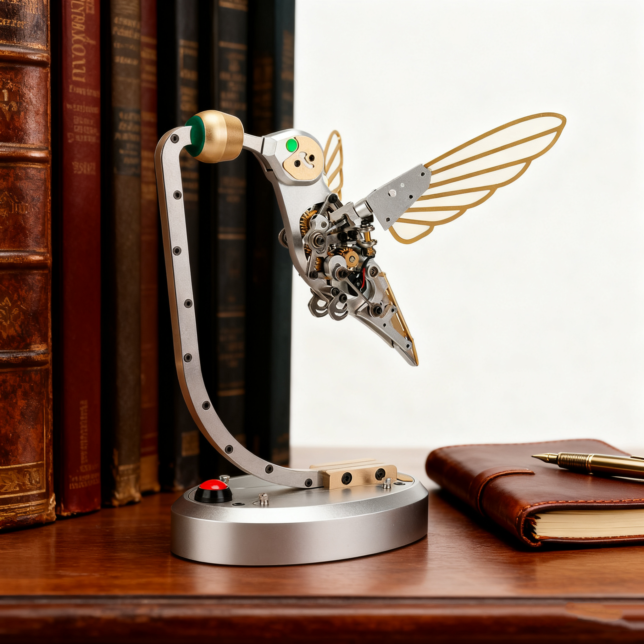 Mechanical 3D Metal Flapping Hummingbird Automata Kinetic Sculpture Ki